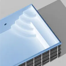 round corner steps with bench